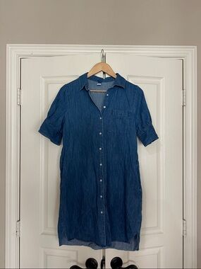 Old Navy Indigo Blue Denim Shirt Dress